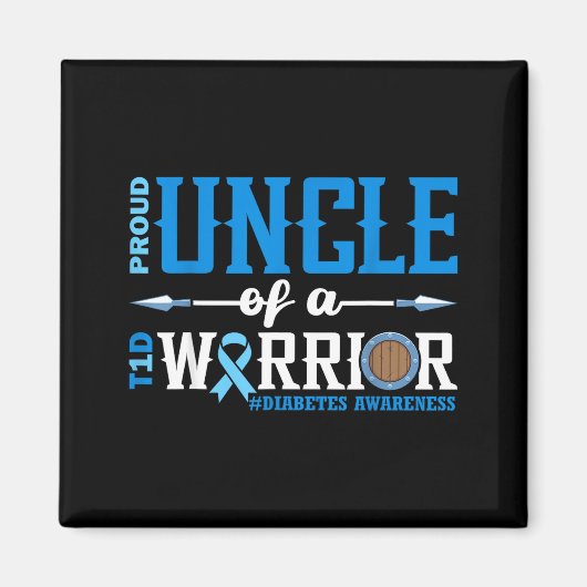 Proud Uncle Of A T1d Warrior Diabetes Awareness Ri Magneet (Voorkant)