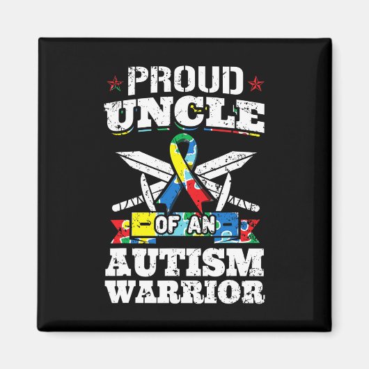 Proud Uncle Of An Autism Warrior Autistic Awarenes Magneet (Voorkant)