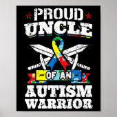 Proud Uncle Of An Autism Warrior Autistic Awarenes Poster (Voorkant)