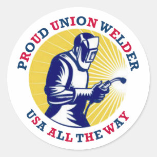 Proud Union Welder USA Ronde Sticker