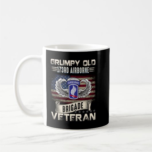 Proud US Army 173rd Airborne Brigade Grumpy Old V Koffiemok (Links)