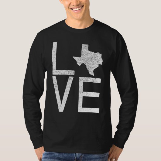 Proud USA Fan State Texas Love Kaart Texas T-shirt (Voorkant)