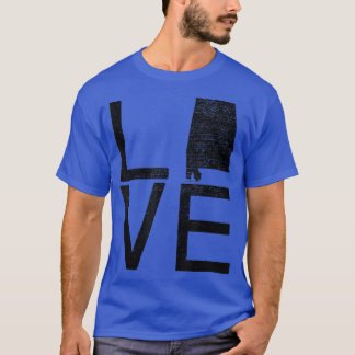 Proud USA Fan StateLOVE Map Alabama  T-shirt