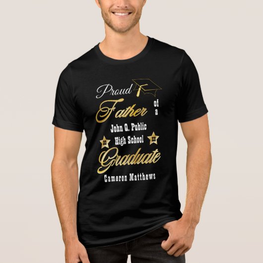 Proud vader van Afstuderen naam | Afstuderen schoo Tri-Blend Shirt (Voorkant)