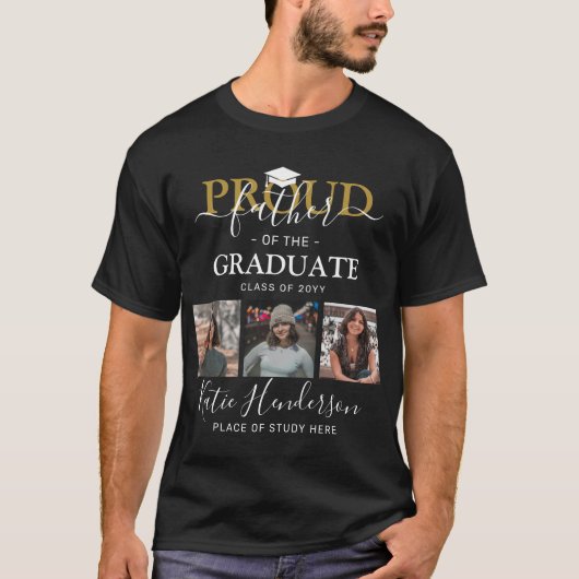Proud vader van de Afstuderen fotocollage T-shirt (Voorkant)
