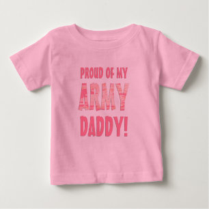 Proud van mijn legerpapa. Baby Top in Roze Camo