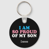 Proud van mijn Transgender Son Ma Pap Monogram Sleutelhanger (Achterkant)