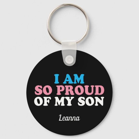 Proud van mijn Transgender Son Ma Pap Monogram Sleutelhanger (Achterkant)