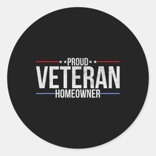 Proud Veteran Homeowner - New House Owner Military Ronde Sticker (Voorkant)