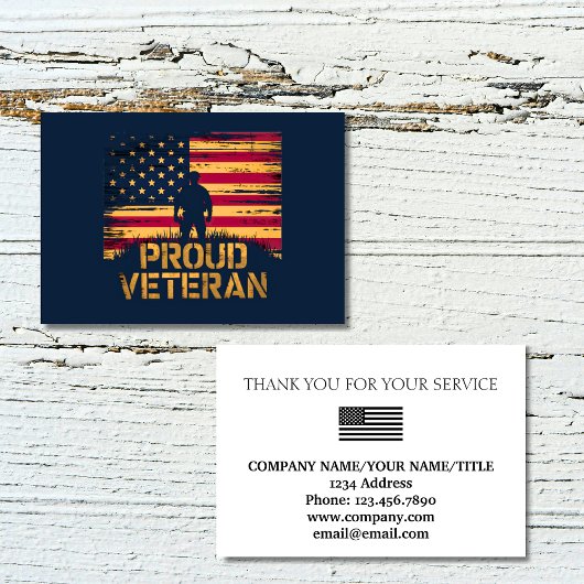 Proud Veteran US Flag Company Thank You Bedankkaart