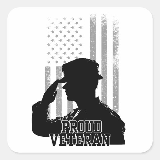 Proud Veteran Vierkante Sticker (Voorkant)