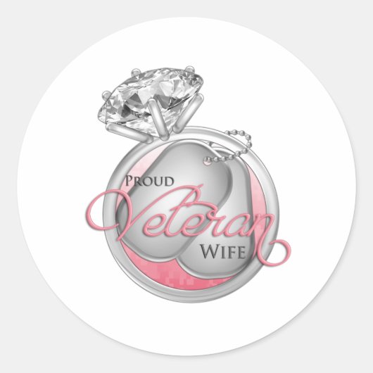 Proud Veteran Wife Ronde Sticker (Voorkant)
