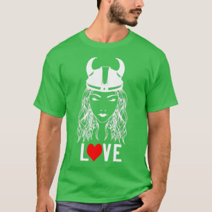 Proud Viking Woman met Helmet en Love 1 T-shirt