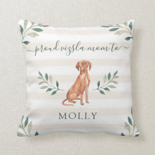 Proud Vizsla mama Lekkende botanische bladeren e Kussen