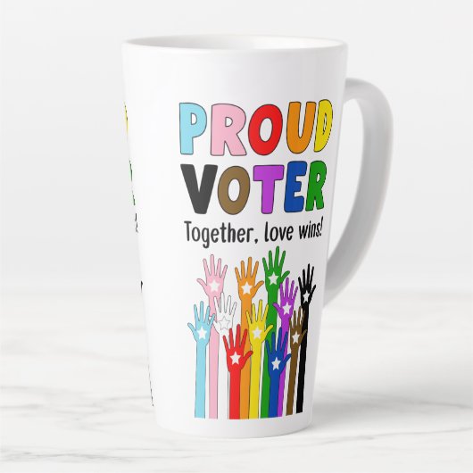 Proud Voter - Samen, liefde wint! Latte Mok (Rechterhoek)