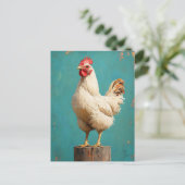 Proud White Chicken Briefkaart (Staand voorkant)