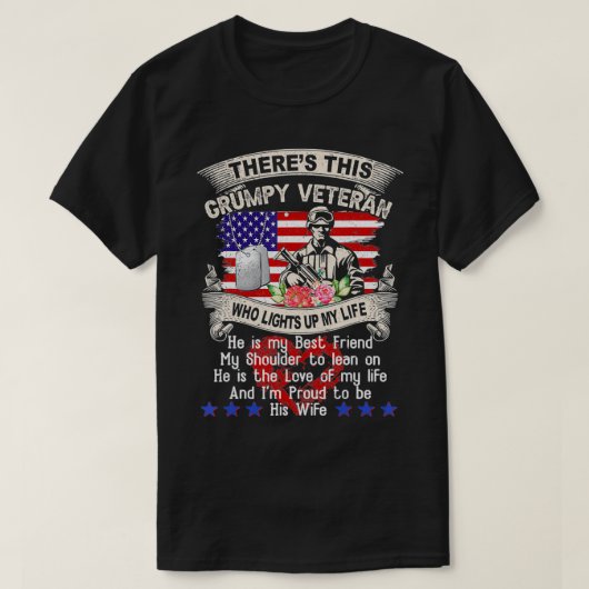 Proud Wife of Grumpy Veteran  T-shirt (Design voorkant)