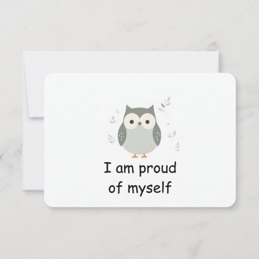 Proud Wise Owl Woodland Animal Affirmation Kaart (Voorkant)