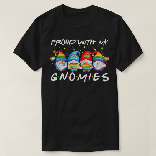 Proud With My Gnomies Heart Rainbow LGBT Gay Lesbi T-shirt (Design voorkant)