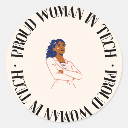 Proud Woman in Tech Ronde Sticker (Voorkant)