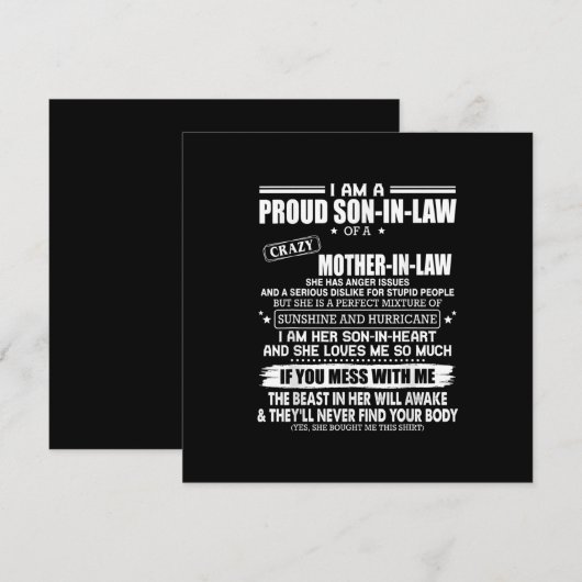 Proud zoon van een knappe moeder in de wet geeft m feestdagenkaart (Voorkant / Achterkant)