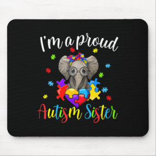 Proud zuster Autism Awareness Cute Elephant Puzzle Muismat