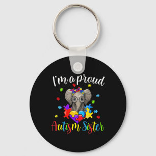 Proud zuster Autism Awareness Cute Elephant Puzzle Sleutelhanger