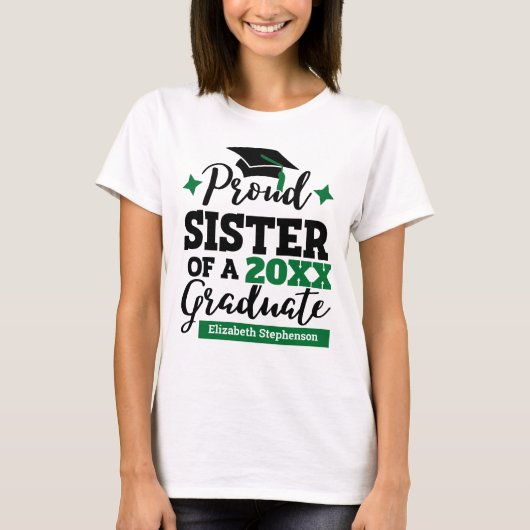Proud Zuster van een 2022 afstuderen zwart groen p T-shirt (Voorkant)