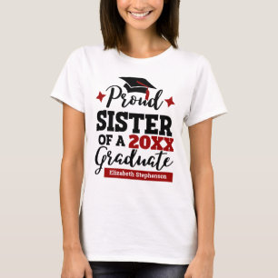 Proud Zuster van een afstuderen zwart rood pet uit T-shirt