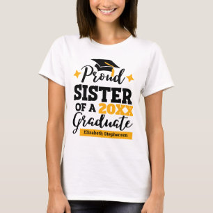 Proud Zuster van een in 2022 afstuderen zwart goud T-shirt