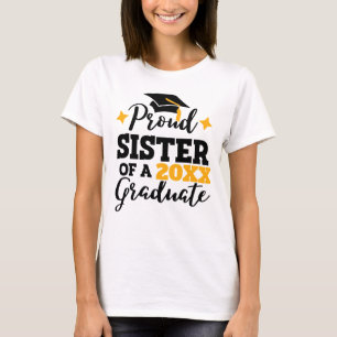 Proud Zuster van een in 2022 afstuderen zwart goud T-shirt