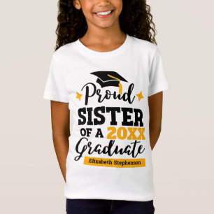 Proud Zuster van een in 2022 afstuderen zwart goud T-shirt
