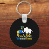 Proud Zuster World Down Syndrome Awareness Day Ele Sleutelhanger (Voorkant)
