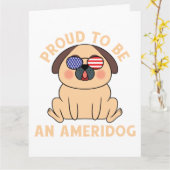Proud'a American Pug Dog Kaart (Gele Bloem)