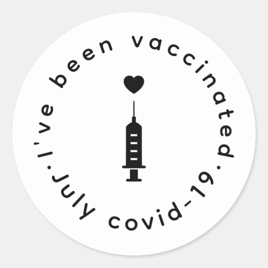 Proudly Vaccinated Heart Needle Design Ronde Sticker (Voorkant)