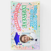 Pround of You Graduation Cap Confetti Pastel Foto Spandoek (Verticaal)