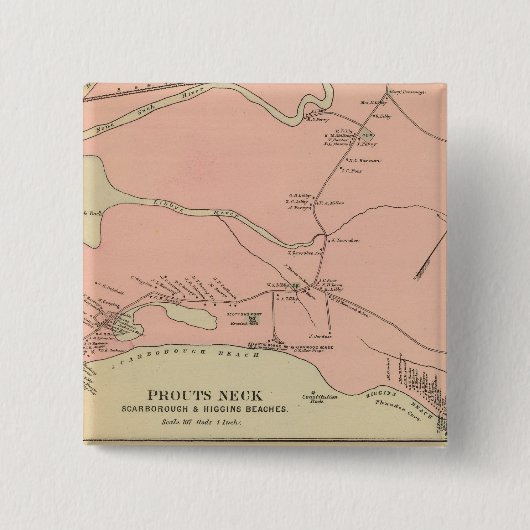 Prouts Neck Scarborough, Higgins straches Vierkante Button 5,1 Cm (Voorkant)