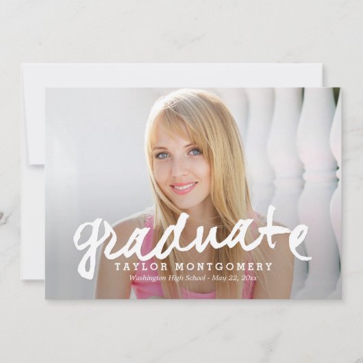 Prouwerig geborsteld Afstuderen Aankondiging - Wit (Voorkant)