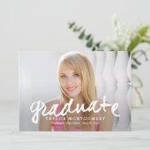 Prouwerig geborsteld Afstuderen Aankondiging - Wit (Staand voorkant)