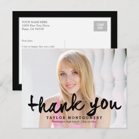 Prouwerig geborsteld Afstuderen Dank u Briefkaart (Voorkant / Achterkant)