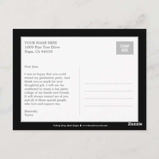 Prouwerig geborsteld Afstuderen Dank u Briefkaart (Achterkant)