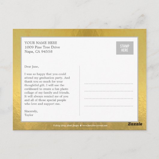 Prouwerig geborsteld Afstuderen Dank u Briefkaart (Achterkant)