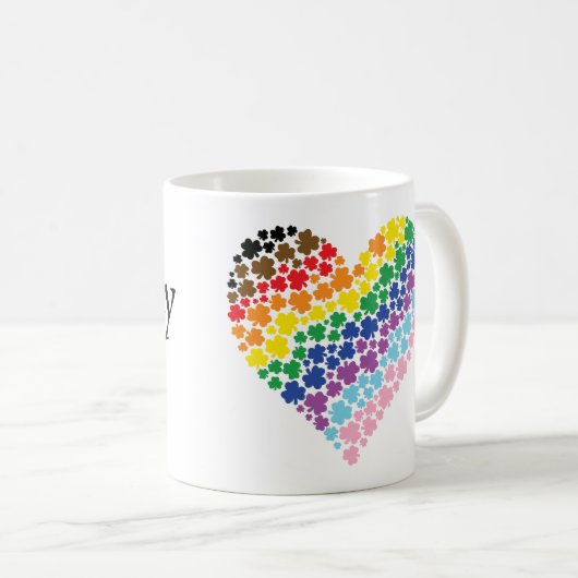 Prouwly Irish Rainbow Shamrock Heart Koffiemok (Voorkant rechts)