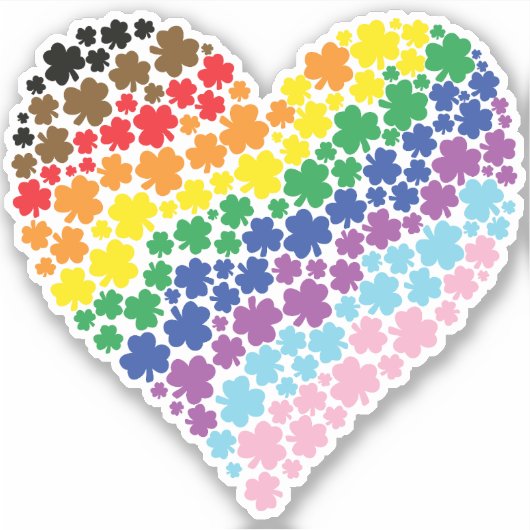 Prouwly Irish Rainbow Shamrock Heart Sticker (Voorkant)