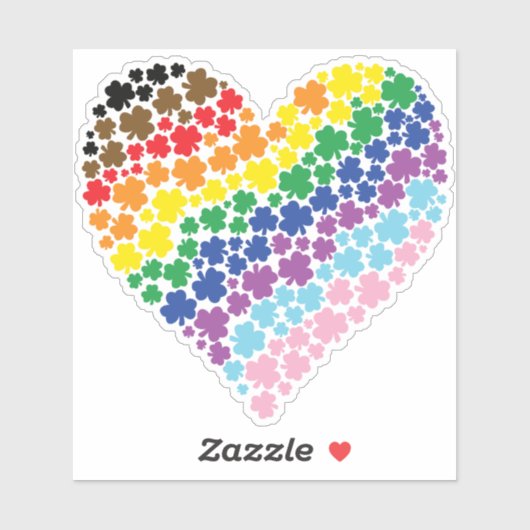 Prouwly Irish Rainbow Shamrock Heart Sticker (Vel)