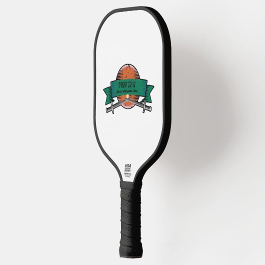 Prov. 27:17 IJzer Sharpens IJzeren Grunge Versie Pickleball Paddle (Links)