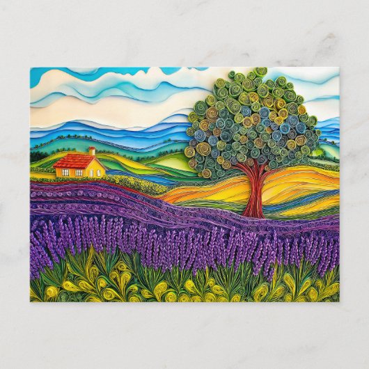 Provençaals lavendelveld in quillingstijl briefkaart (Voorkant)