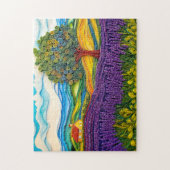 Provençaals lavendelveld in quillingstijl legpuzzel (Verticaal)