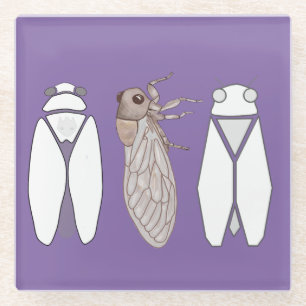 Provençaalse cicademagneet, lavendel kleur glazen onderzetter