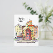 Provençaalse Huizen Menton Frankrijk Illustratie R Briefkaart (Staand voorkant)